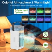 Moclever 4 in 1 Portable Air Conditioner Fan Evaporative Air Cooler Water Mist Cooling Fan for Desktop 3 Speeds Nightlight