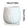 thumbnail image 3 of Modern Ripple Pattern Flower Pot, 7 Inch Plastic Planter with Tray, White Minimalist Pot for Small Plants and Greenery, 3 of 6