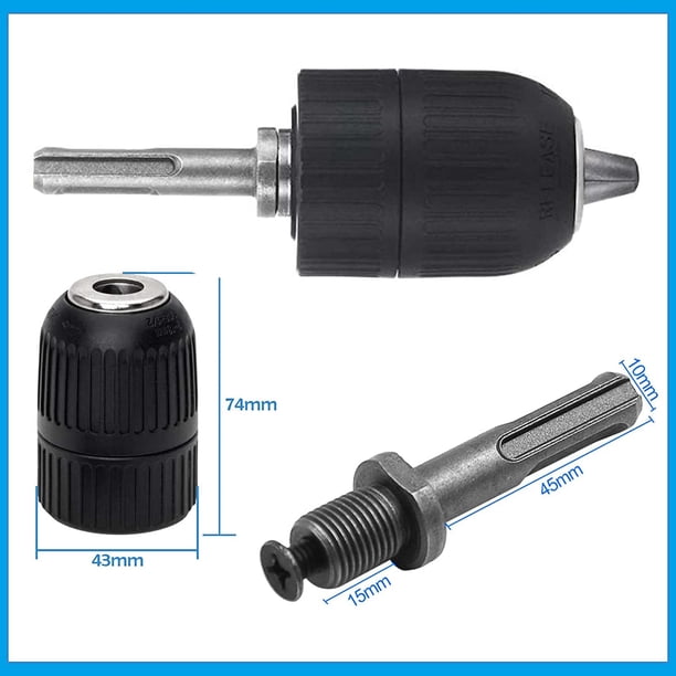 Portabrocas sin llave de 2-13 mm con adaptador SDS de 1/2 '' Herramienta de conversión de portabrocas sin llave desmontable y resistente para SDS, GSB y GSR, taladro manual eléctrico