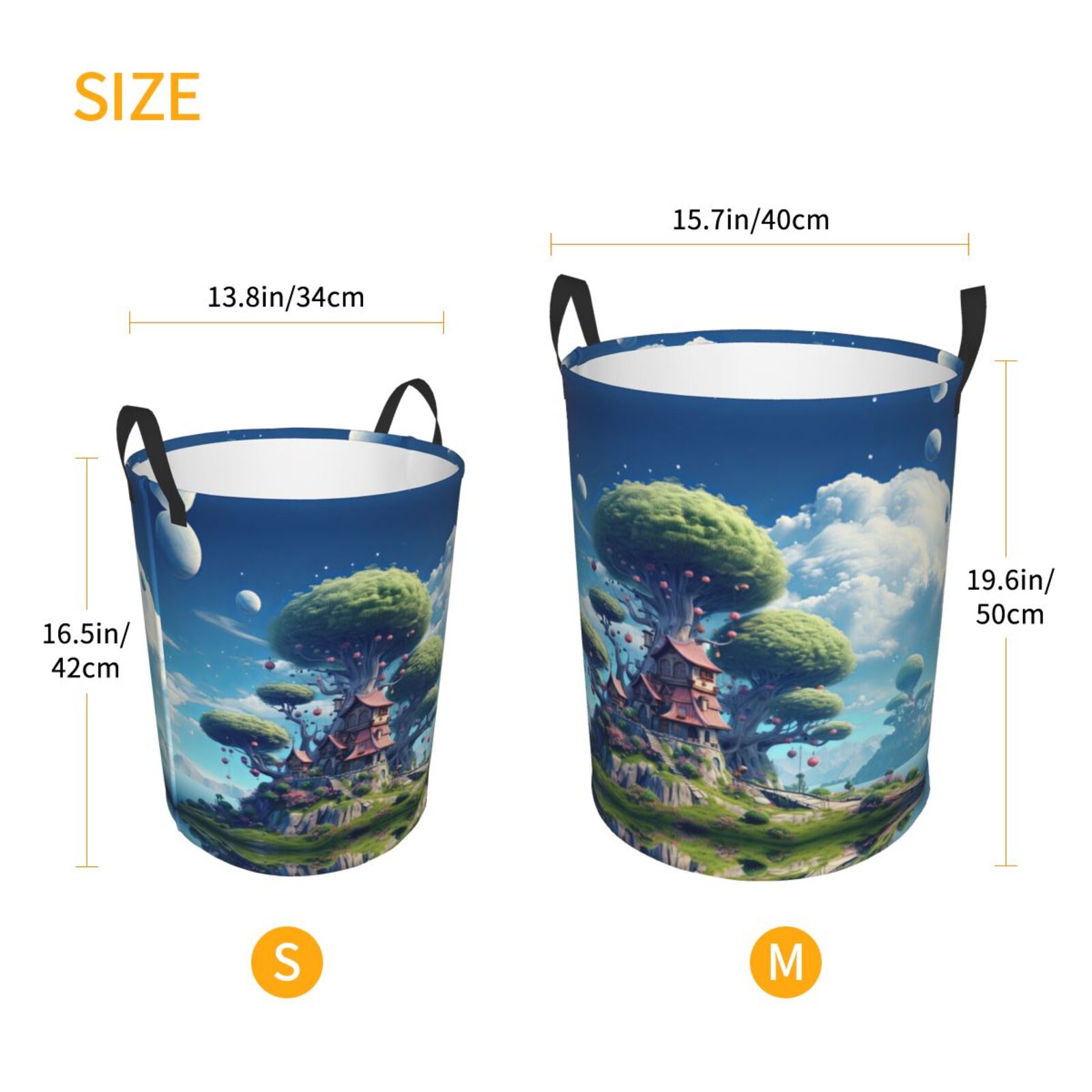 Large Laundry Basket with Handles - Fantasy Treehouse Planet Scene Kids Baby Dirty Clothes Laundry Hamper for Bedroom Aesthetic