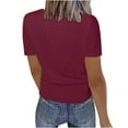 thumbnail image 3 of ZyeKqe Plus Size Tops for Women Summer Robbed Knit Basic T Shirts Notched Neck Short Sleeve Going out Tops, 3 of 6