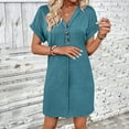 thumbnail image 6 of TMOYZQ Women's Dress Casual T Shirt V Neck Dress Summer Button Short Sleeve Dresses 2025 Mini Sundresses, 6 of 8