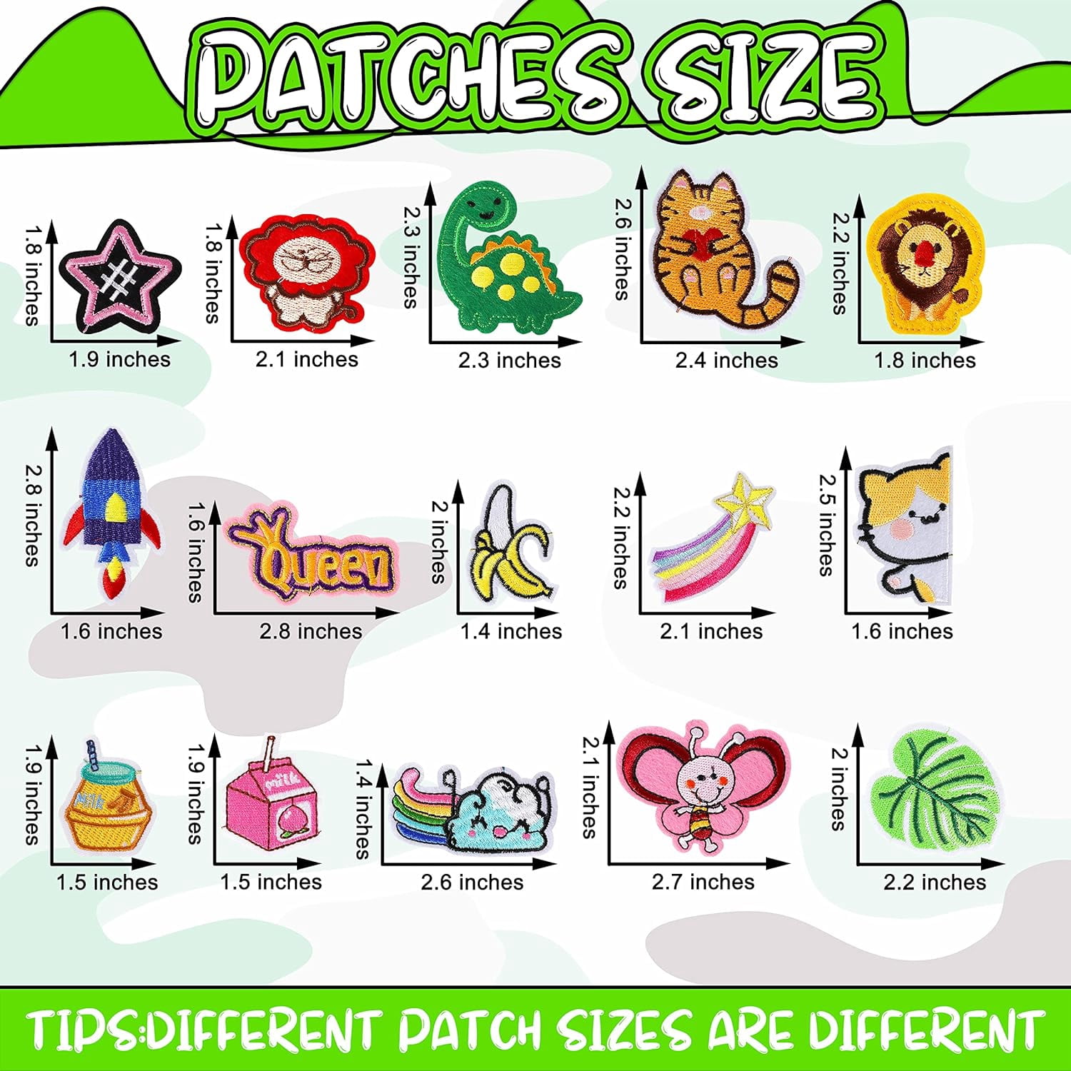 Iron on Patches for Clothing: 100Pcs Random Assorted Styles Funny Patch Repair Embroidered Appliques for Clothes Sew on/Iron on Jackets Backpacks Hat Dress Fabric for DIY Accessories