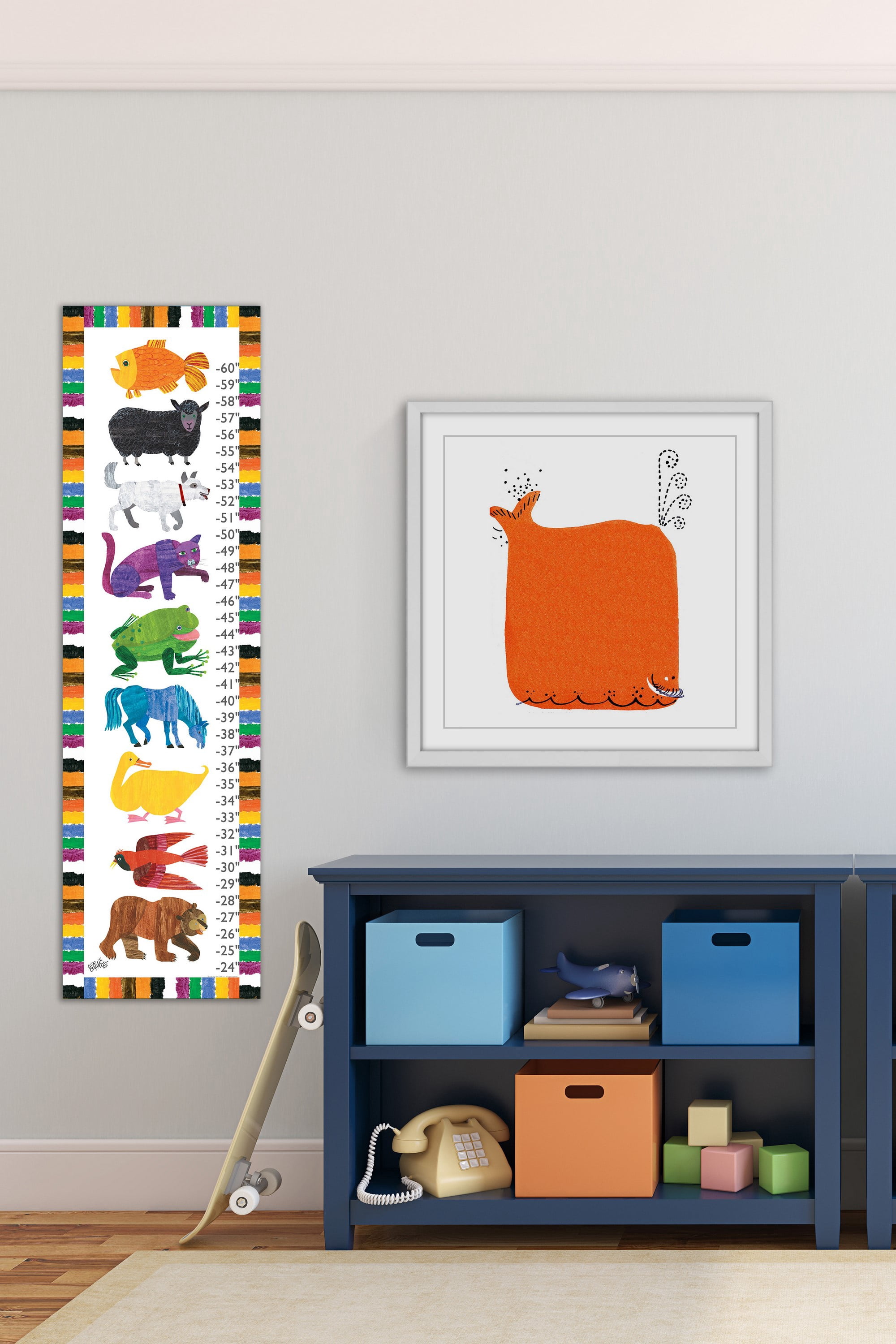 "Orange Whale" Framed Painting Print