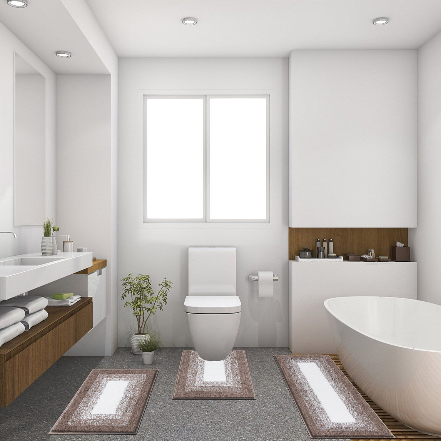 Ileading Bathroom Rugs Sets 4 Piece Plush Shaggy Microfiber Bath Rug with U-Shaped Contour Toilet Mat - image 4 of 12