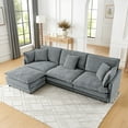 thumbnail image 2 of L-Shaped Deep Seat Couch for Living Room,Convertible Sectional Sofa Couch, Oversized 4 Seat Cloud with Storage Ottoman,Mid-Century Modern Sofa,Grey, 2 of 6