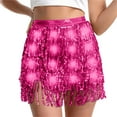 thumbnail image 7 of AGWOLF Women Tassel Sequin Skirt Sparkly Elastic High Waist Skirts Shiny Led Mini Skirts Fringe Belly Dance Hip Scarf Rave Party Outfit, 7 of 7