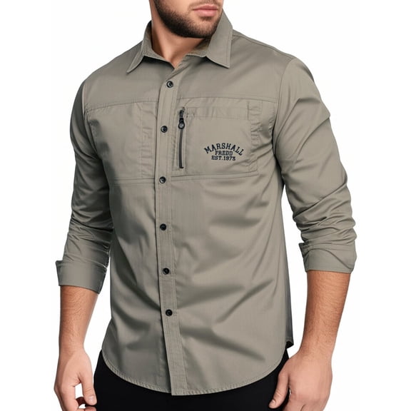 Fredd Marshall Men's Cotton Long Sleeve Military Utility Shirt