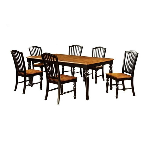 Bowery Hill Wood 7 Piece Extendable Dining Set in Black