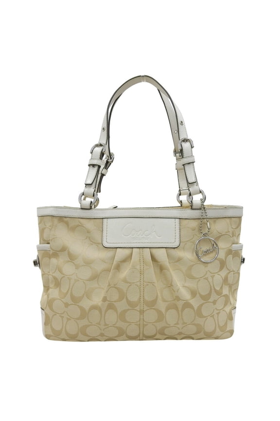 Pre-Owned Coach Signature Handbag F14281 Tote Bag Canvas/Leather Beige/White