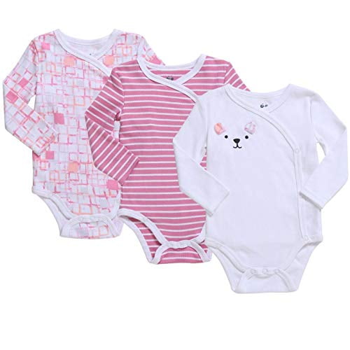 0-12 Months kavkas Baby Short Sleeve Onesies Cute Cotton Bodysuits for Baby Boy and Girl 3 Pack