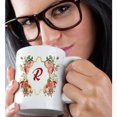 thumbnail image 2 of 3drose, Chic Monogram Letter R in a Gold Flowered Frame on White, 15oz Mug, 2 of 6