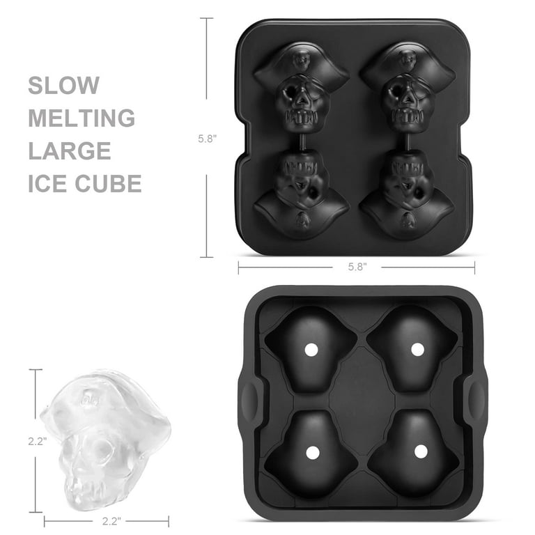 Extra Large 3D Skull Ice Cube Mold Silicone Ice Molds for Whiskey Skull Ice  Cube Trays with Funnel for Big Mouth Cup Skull Ice Maker with Resin