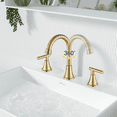thumbnail image 3 of CES Bathroom Faucets for Sink 3 Hole Brushed Gold Bathroom Sink Faucet with Pop-up Drain and Supply Lines, Stainless Steel Lead-Free Widespread Faucet for Bathroom Sink Vanity RV Farmhouse Sink, 3 of 6