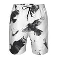 thumbnail image 3 of Logiee Monochrome Flying Ravens Print Mens Swim Trunks Quick Dry Board Shorts,Breathable Hawaii Beach Shorts Swimwear Bathing Suits-XX-Large, 3 of 6