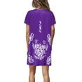 thumbnail image 3 of Daeful Robe Midi Femme Col Rond Été Plage Robe de Soirée Manches Courtes Tunique Décontractée Violette 4TG, 3 of 5