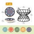 thumbnail image 6 of Raised Ceramic Cat Food Bowl - Elevated Cat Dish with Anti Slip Metal Stand - Wide Shallow Cat Bowl Whisker Friendly - Small Cat Plate - Cute Cat Feeding Bowls - Microwave and Dishwasher Safe - 8 oz, 6 of 7