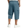 thumbnail image 4 of Nestiefly Men's Capri Cargo Casual 3/4 Shorts Elastic Waist Drawstring Wide Leg Below Knee Sweatpants Baggy with Pockets Sky Blue 3XL, 4 of 7