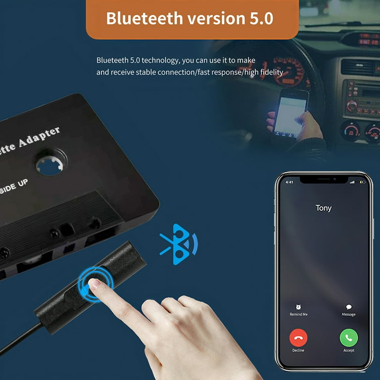 Car Cassette Adapter MP3 Bluetooth-compatible 5.0 Hand-Free Phone