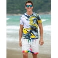 thumbnail image 2 of Purcoar mens Summer Floral Printed short sleeve Tops Tie Knot T-Shirt Blouses, 2 of 5