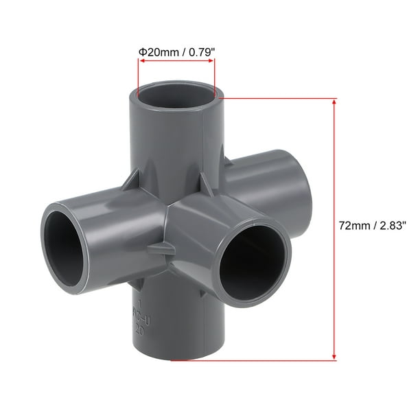 5-Way Elbow PVC Pipe Fitting,Furniture Grade,1/2-inch Size Tee Corner  Fittings Gray 2Pcs 