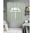thumbnail image 5 of Sage Green Buffalo Plaid Kitchen Curtains Swag Valance and Tier Curtains Set 24 Inch Length, Farmhouse Green White Checkered Rod Pocket Drape Panels Pair Swag Curtains for Bathroom/Cafe/Window, 5 of 6