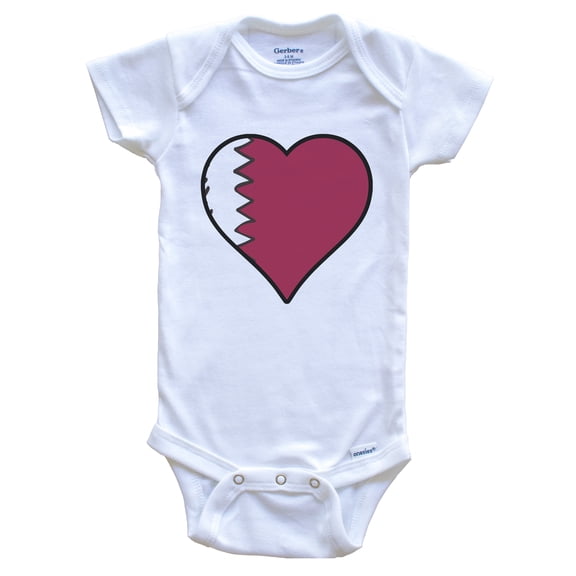 Qatar Heart Qatari Flag Baby Bodysuit
