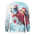 thumbnail image 5 of Women's Fashion Christmas Printed Long Sleeve Loose Round Neck Sweatshirt Top, Holiday Themed Fall Winter Wear with Comfort Fit and Soft Material for Daily Use,Cyan,M, 5 of 6