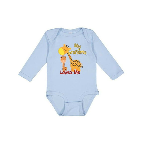 Inktastic My Grandma Loves Me Giraffe Boys or Girls Long Sleeve Baby Bodysuit