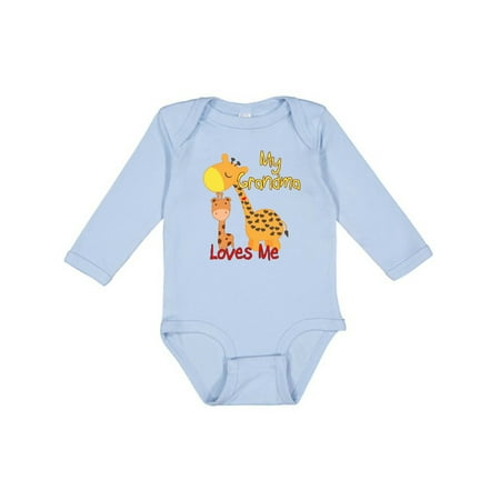 

Inktastic My Grandma Loves Me Giraffe Gift Baby Boy or Baby Girl Long Sleeve Bodysuit