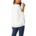 thumbnail image 3 of BLUSA DE CHIFFON PARA MUJER INSPIRE CHIC, CUELLO REDONDO, MANGA 3/4, TÚNICA CASUAL DE DOBLE CAPA M Blanca, 3 of 5