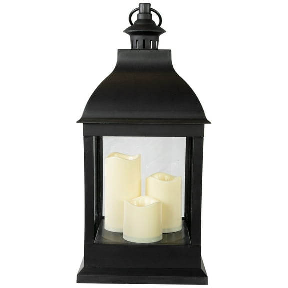 Northlight 20" Black Lantern with 3 Flameless LED Candles
