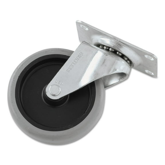 Rubbermaid Commercial FG1011L20000 4 in. Wheel Swivel Mount Plate Non-Marking Plate Casters - Black/Gray/Silver