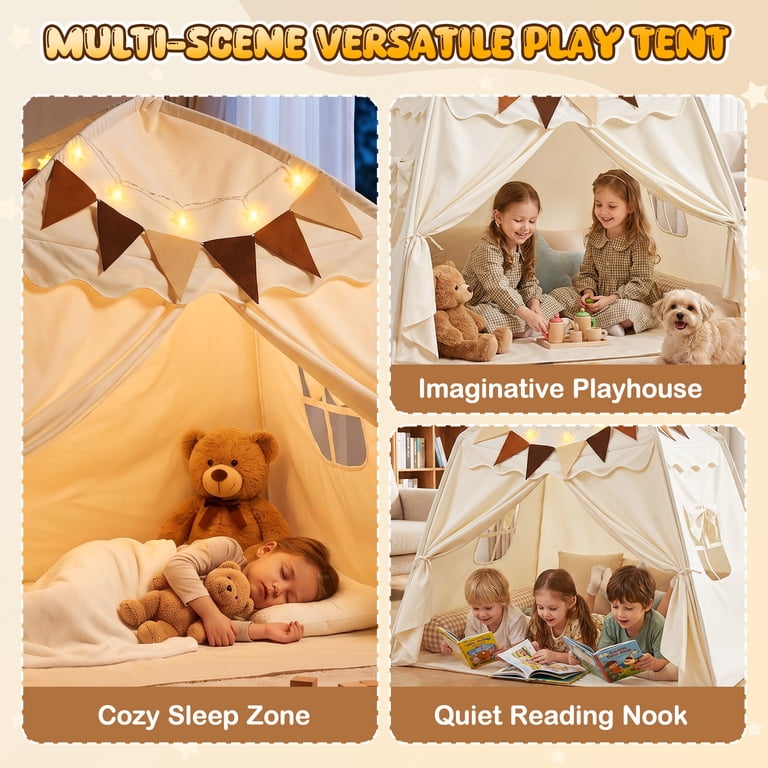 JoyStone Kids Play Tent with Star Lights and Flags, Pink photo 5
