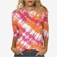 thumbnail image 6 of Oalirro Orange Ladies Tops Round Neck Three-Quarter Sleeve Top L, 6 of 6