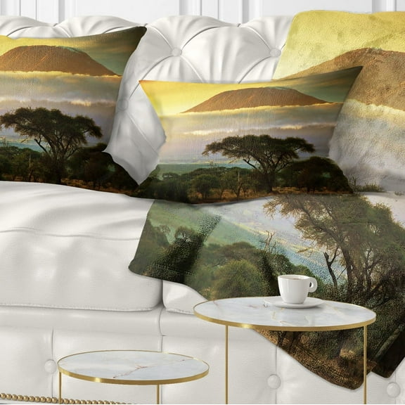 Designart Mount Kilimanjaro - Photography Landscape Printed Throw Pillow - 12x20
