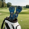 thumbnail image 5 of Yuyamidu Skull Golf Club Head Covers for Women Men Blue Rose Golf Headcovers Waterproof Driver Fairway Wood Hybrid Golf Head Cover, PU Leather, 5 of 8