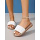 thumbnail image 4 of Women Ruched Design Single Band Slides, Vacation White Slides, 4 of 5