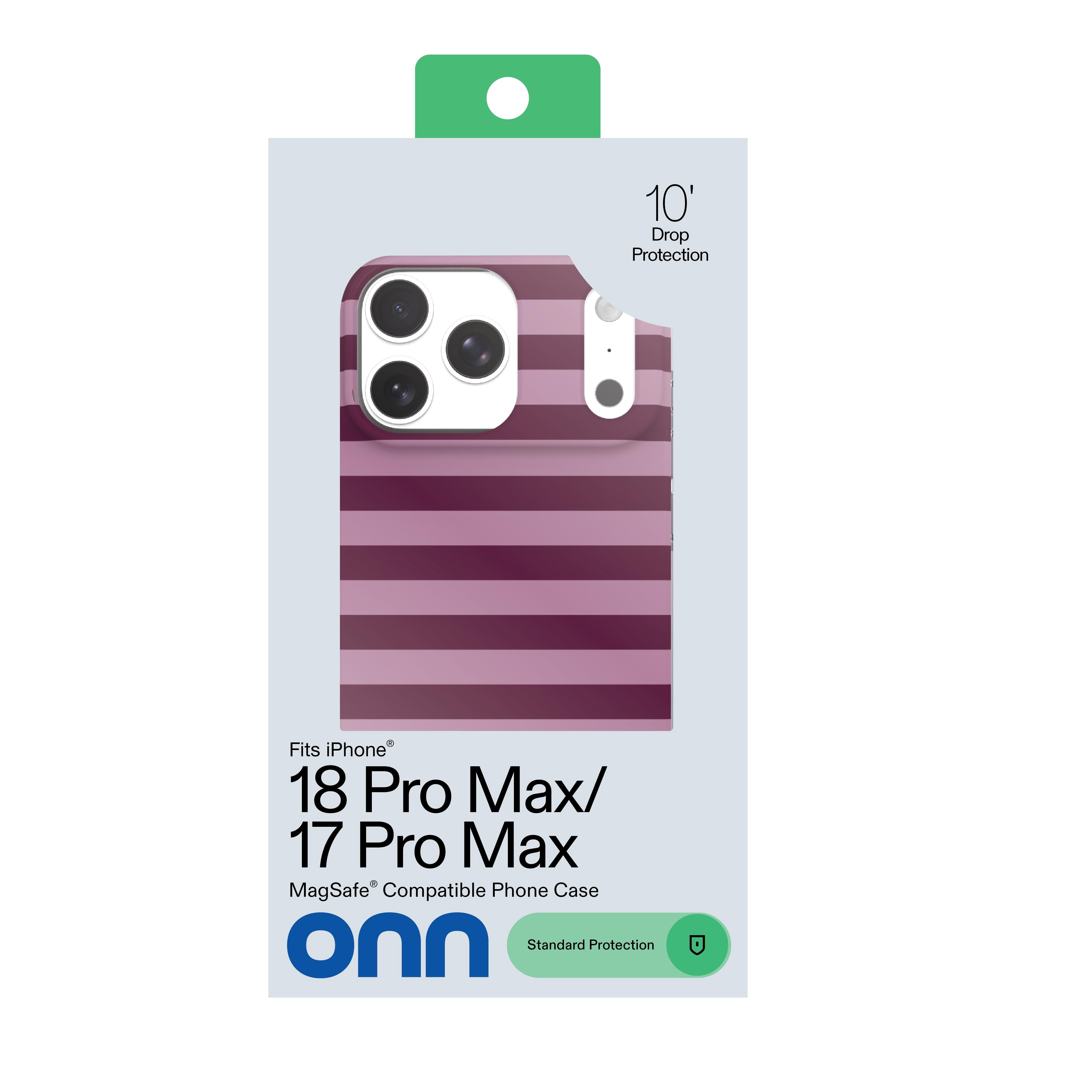 onn Phone Case for iPhone 18 Pro Max / 17 Pro Max, MagSafe Compatible - Purple Stripe