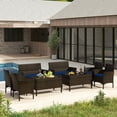 thumbnail image 2 of Gymax 8 PCS Patio Rattan Conversation Set Outdoor Wicker Furniture Set w/ Chair & Loveseat, 2 of 10