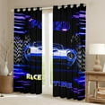 thumbnail image 2 of Erosebridal Racing Car Curtains and Drapes (42Wx90L),Geometric Plaid Curtains Pack of 2 (42Wx90L),Black Blue Black Out Curtains,Sport Bedroom Decorative, 2 of 6