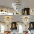 thumbnail image 4 of Contemporary Gold Crystal Chandelier 5 Tier Round Semi Flush Mount Luxury Ceiling Light Fixture for Living Room, Dining Room Bedroom Hallway Elegant Design with High-Quality Metal Frame and K9 Crystal, 4 of 7