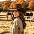 thumbnail image 2 of Western Cowboy Hat for and Or Hat for Parties Outdoor Events and Everyday Wear Without Brim Or Strap Cowboy Hat Bands for Women Cow Head Tan Hats for Women Ski Stuff for Girls Western Hats for, 2 of 4