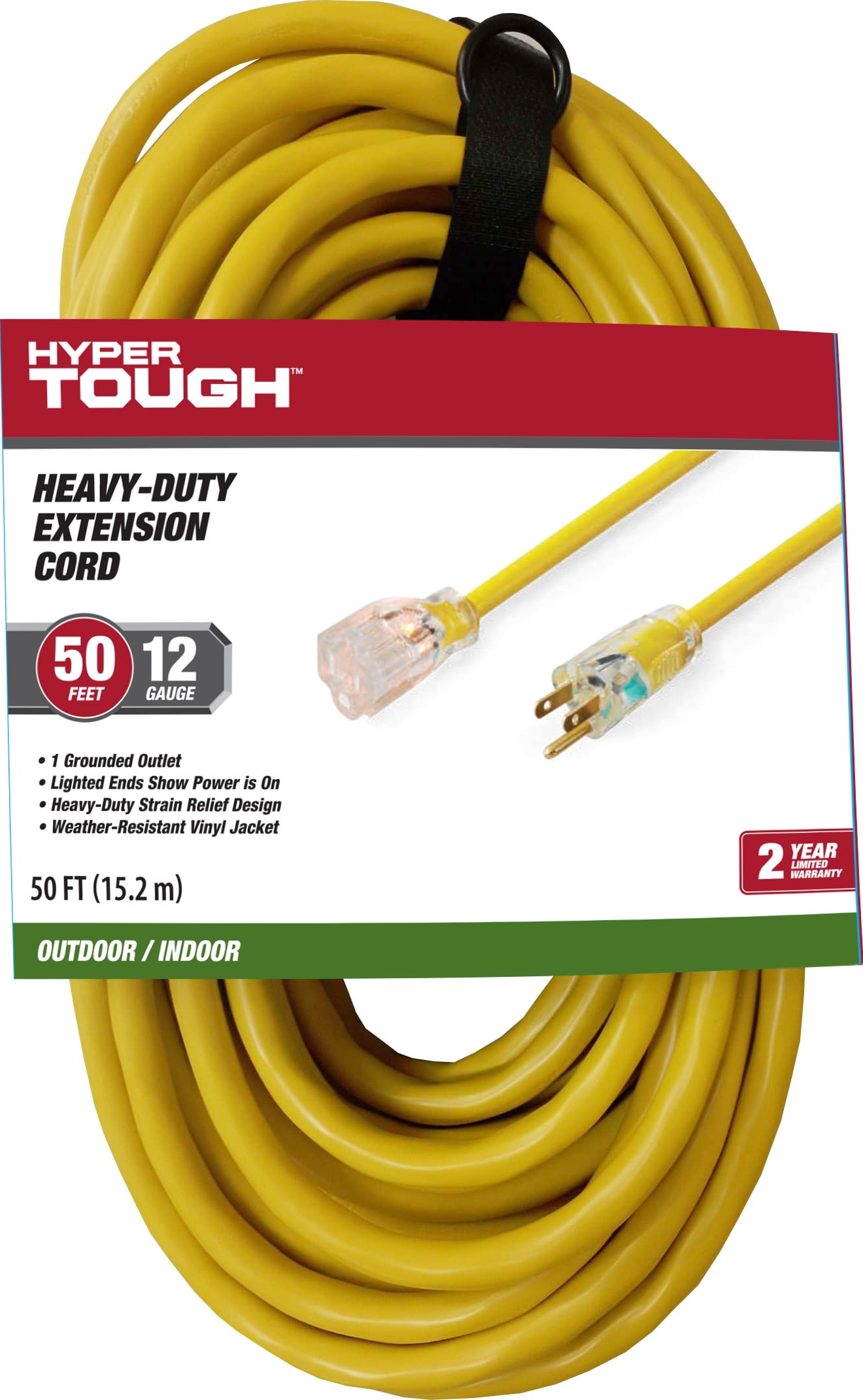 (2 pack) Hyper Tough Indoor/Outdoor Heavy Duty Extension Cord, 50’