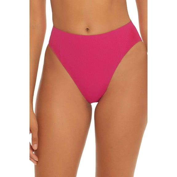 Becca by Rebecca Virtue RASPBERRY High-Waist Bikini Swim Bottom, US Small