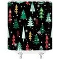 thumbnail image 2 of Merry Christmas Shower Curtain Colorful Xmas Tree Snowflake Blue Gray White Cartoon Rustic Farmhouse Vintage Winter Holiday Seasonal Festival Fabric Bathroom Decor Curtain Holiday Gift, 2 of 4