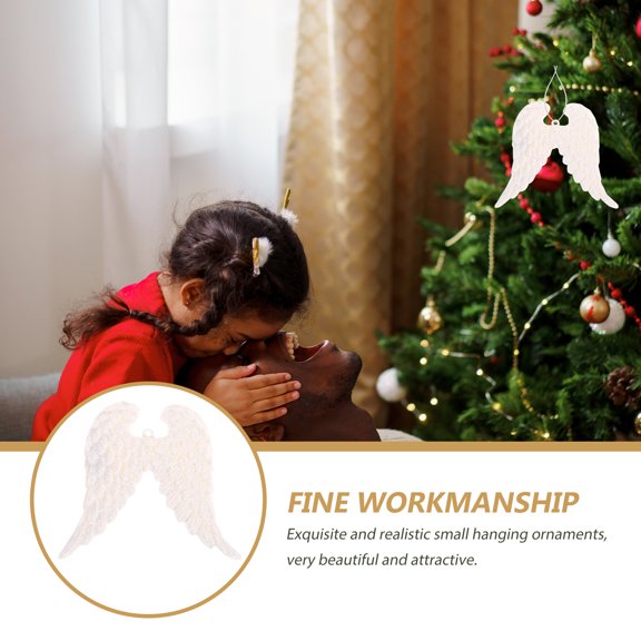 Hemobllo 3Pcs White Angel Wings Ornament Christmas Tree Decoration Hanging Pendant for Holiday Decor