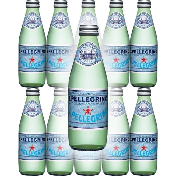 San Pellegrino Sparkling Natural Mineral Water, 8.45oz Glass Bottle (Pack of 10)