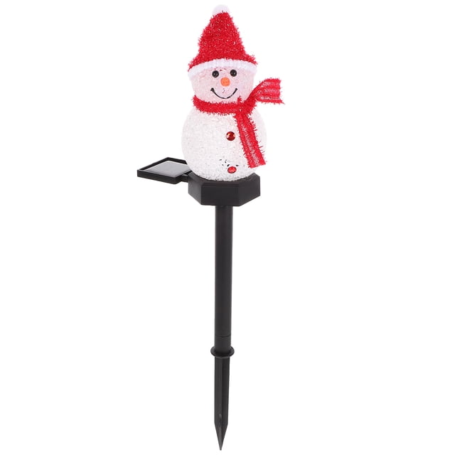 1 lámpara solar para jardín con forma de muñeco de nieve, LED, impermeable, con enchufe de tierra, para decoración de jardín y patio (color aleatorio).