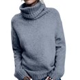 thumbnail image 3 of Women Oversized High Neck Pullover Sweater Cable Knit Long Sleeve Sweater Tops Dark Gray L, 3 of 9